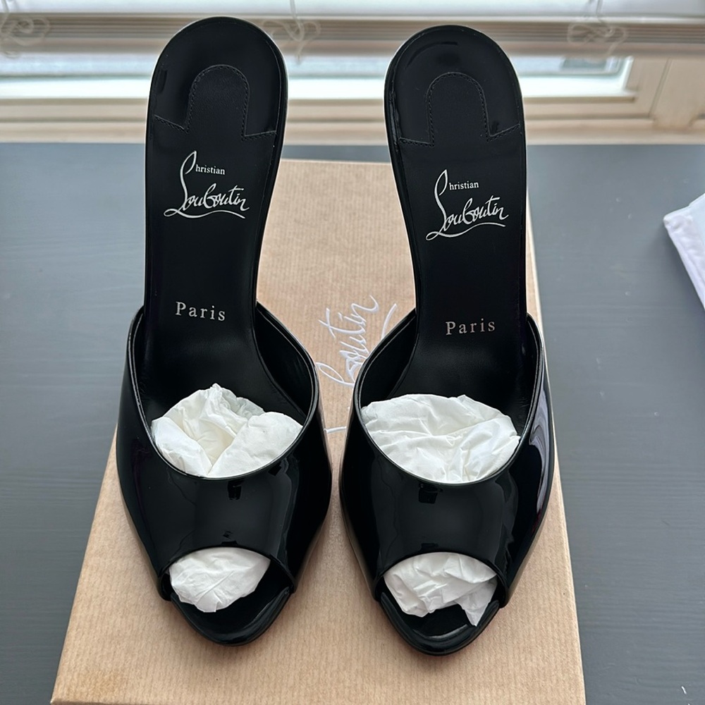 Christian Louboutin Me Dolly black patent leather mules